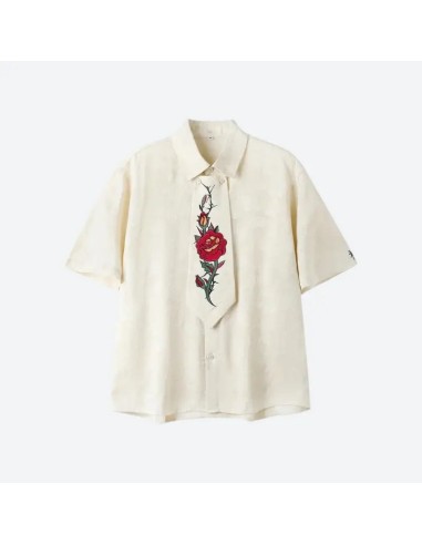 Short-Sleeve Shirt with Rose Embroidery for a Y2K Look votre