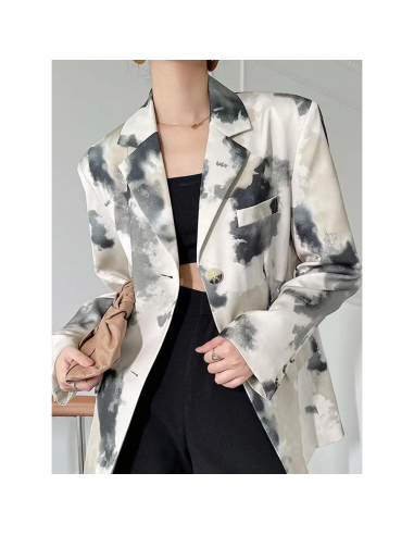 Chic Watercolor Print Y2K Jacket for Artistic Flair basket pas cher