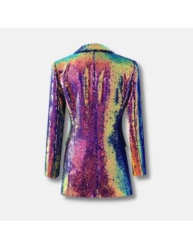 Purple Sequin Blazer with Lapel Collar and Special Design les ligaments