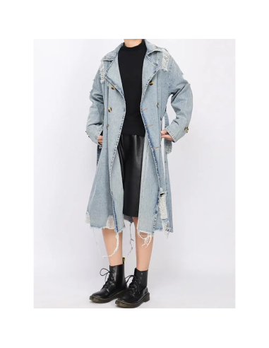 Light-Wash Denim Coat with Wide Lapel Collar for Laid-Back Style Comment ça marche