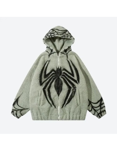 Cozy Unisex Teddy Hoodie with Soft Touch Material and Spider Web Details prix pour 